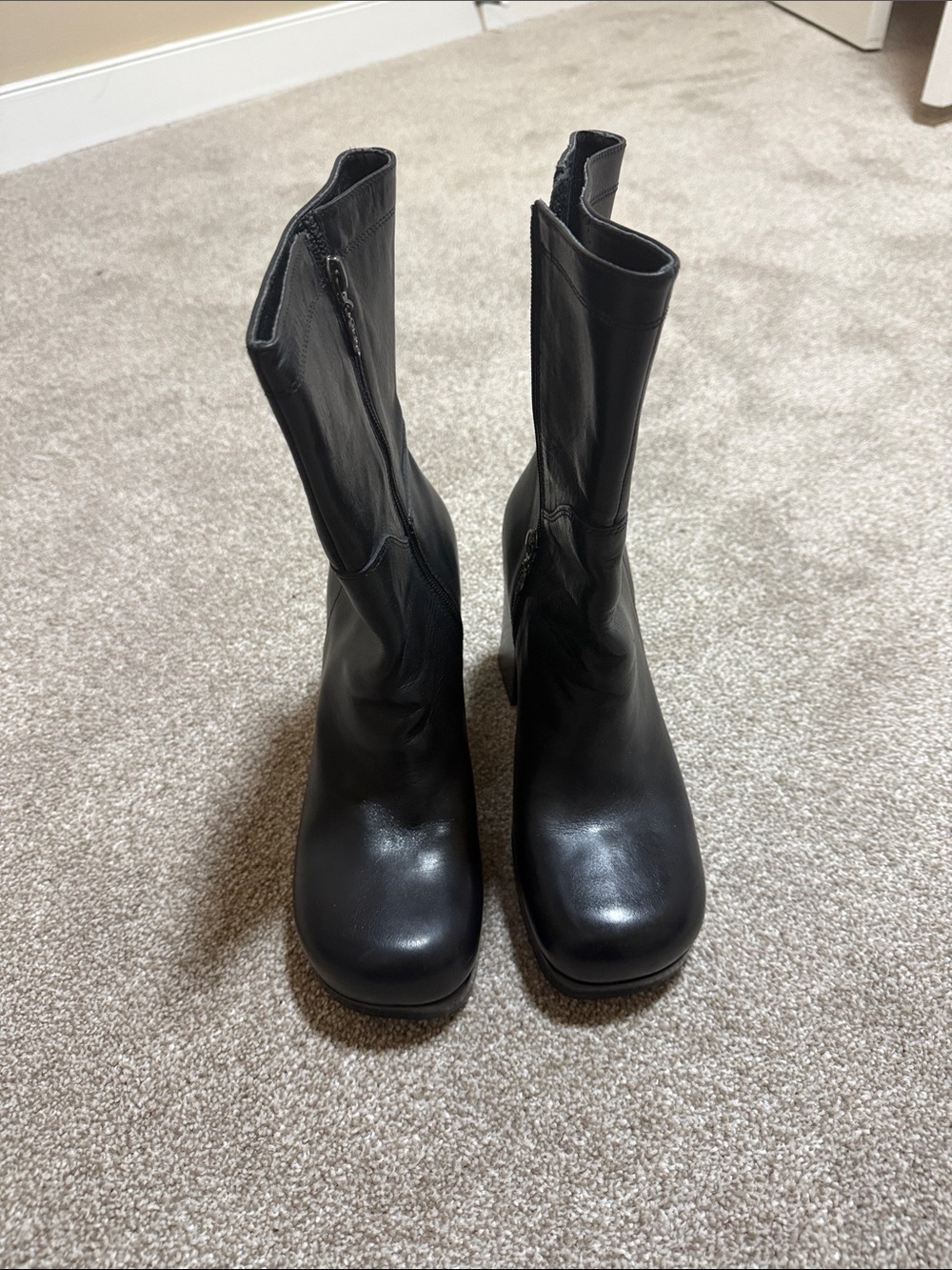 Harley davidson Sleek Black Leather Mid-Calf Heeled Boots